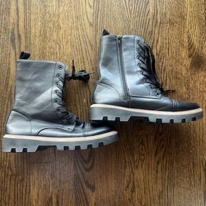 Rouge Helium Black Combat Boots with Chunky Sole Size 10